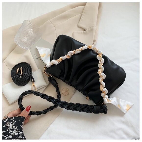 Y2K Statement Chain Ruched Shoulder Bag/Multiple colors available - Picture 2 of 16